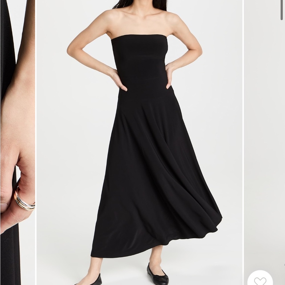 Norma Kamali Black Strapless Flared Dress